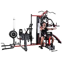 Signature Fitness Multifunctional Home Gym System Workout Station with Leg Extension and Preacher Curl, 122.5LB Weight Stack, Multiple Options, Multiple Packages