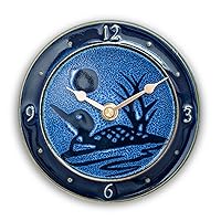 Ceramic Small Wall Clock (6 Inch) with Desktop Stand, Handmade, Made in USA (Blue Loon)