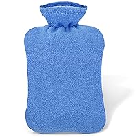 2L Hot Water Bottle, Hot Water Bag for Pain Relief Menstrual Cramps, Hot & Cold Compress, Hand & Feet Warmer with Soft Polar Fleece Cover - Blue
