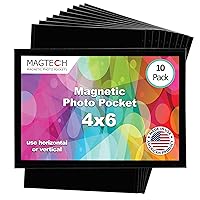 Magnetic Photo Pocket Picture Frame, Black, Holds 4x6 Inch Photos, 10 Pack (10046)