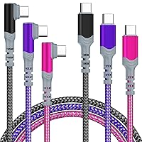 Boxeroo USB C to USB C Cable 3-Pack 10FT Type C Charger Cable Right Angle Fast Charging Charger Cord Compatible for Samsung Galaxy S22 S21 S20 Note 20 Switch Pixel