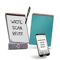 Flip Reusable Smart Notepad | Eco-Friendly, Digitally Connected Notebook for Ambidextrous Writers | Dotted & Lined Combo, 6” x 8.8”, 36 PG, Teal, with Pen, Cloth, and App Included