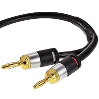 Mediabridge™ 12AWG Ultra Series Speaker Cable w/Dual Gold Plated Banana Tips (6 Feet) - CL2 Rated - High Strand Count Copper (OFC) Construction - Black [New & Improved Version] (Part# SWT-12B-06B)