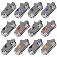 Comfoex Boys Socks 12 Pairs Low Cut Athletic Ankle Socks Short Cushioned Cotton Socks For Kids 6-8 4-6 8-10 Years Old