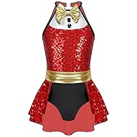 Kids Girls Circus Ringmaster Costumes Shiny Sequins Leotard Dress Halloween Christmas Party Dance Costume