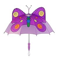 Purple Butterfly Umbrella for Girls w/Fun Butterfly Handle, Pop-Up Wings, Antennae, 1 Size