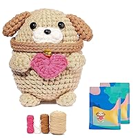 YUNLEI Sewing Supplies,Complete Crochet Kits, Crochet Dog Kits with Yarn, Crochet Hook, Needle, Step-by-Step Instruction, Plastic Eyes,Craft Organizers and Storage
