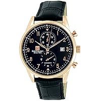 Men's S0919 Lugano Chronograph Stainless Steel and Black Leather Dress Watch