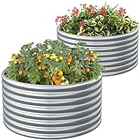 FRIZIONE 2-Pack 3x2FT Tall Round Raised Garden Bed for Vegetables, Outdoor Garden Raised Planter Box, Backyard Patio Planter Raised Beds for Flowers, Herbs, Fruits