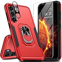 Oneagle for Samsung Galaxy S23 Case, [6 in 1] Samsung S23 Phone Case 5G [Not for S23+] with [360°Rotatable Kickstand] [1X Lens Protector & 1X Screen Protector] Shockproof Case for S23 6.1 inch Red