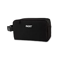 PackIt Freezable Snack Box, Black, Built with EcoFreeze Technology, Collapsible, Reusable, Zip Closure with Buckle Handle, Perfect All Ages and Fresh Snacks on the go