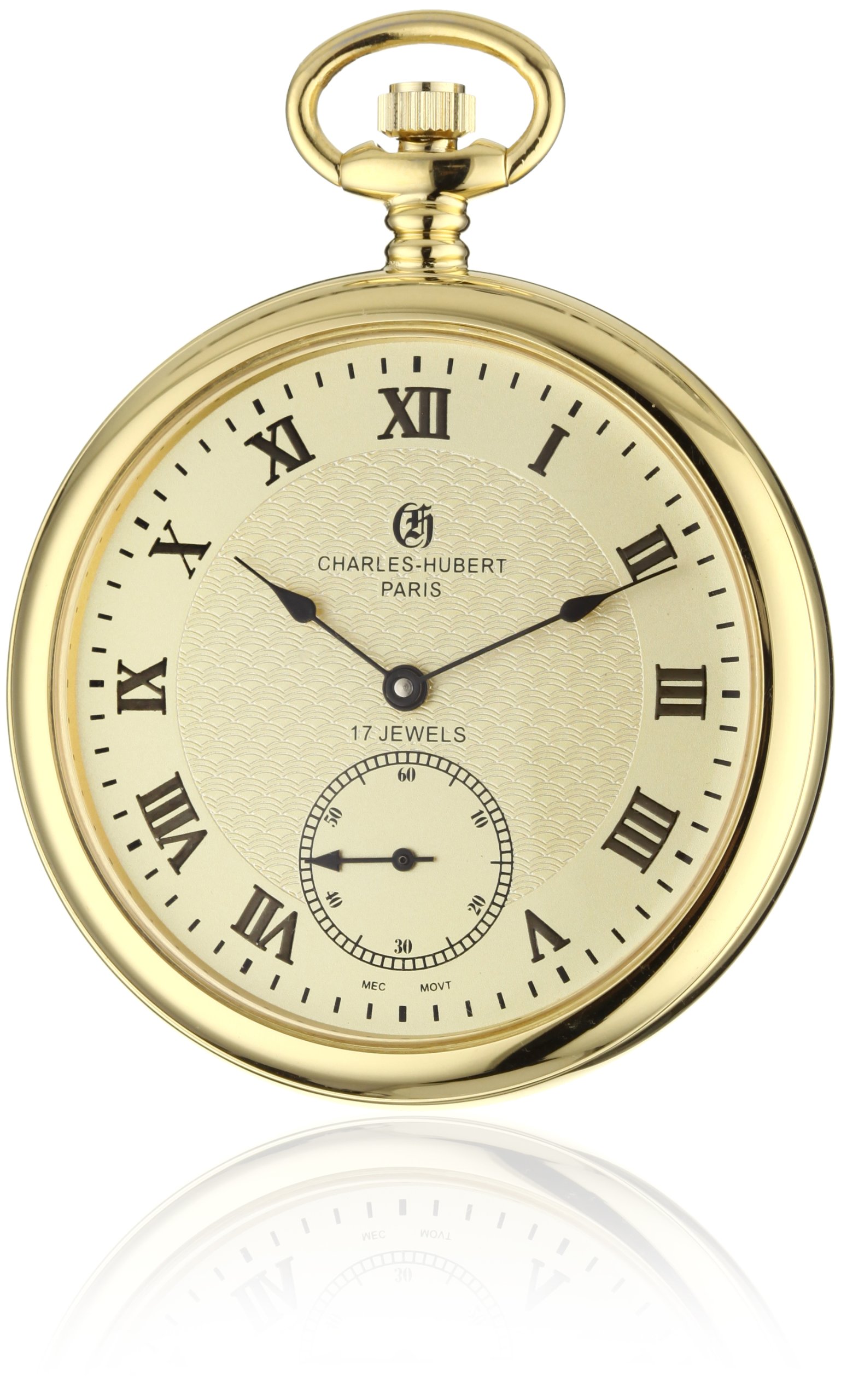 Charles-Hubert, Paris 3912-G Premium Collection Stainless Steel Pocket Watch