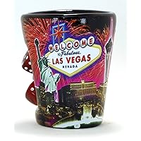 Las Vegas Nevada Fireworks Dice Black Shot Glass