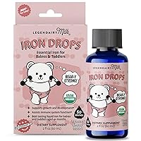 Organic Liquid Iron Supplement for Babies & Toddlers with Vitamin C - Kids Iron Supplement - Cherry Flavor & Sugar Free 60 Servings