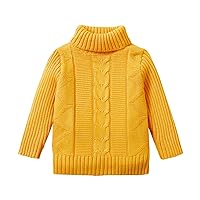 PATPAT Baby Boy Girl Pullover Turtleneck Sweater Toddler Long Sleeve Solid Color Casual Knitted Sweaters Infant Fall Winter Warm Clothes