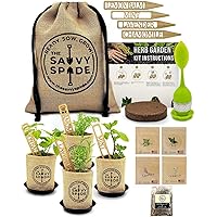 Tea Seeds Herb Garden Kit Indoor – Non-GMO Heirloom Chamomile, Lavender, Mint, Lemon Balm Herbal Tea Seeds for Planting – Tea Making Kit w/Soil Amendments, Markers, Infuser – Gardening Gifts