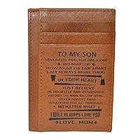 Leatherboss Genuine Leather Slim Credit Card Holder Wallet with ID Window Gift To Son From Mom