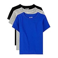 The Children's Place Baby Boy's and Toddler Basic Short Sleeve Tee, Black/Grey/Blue 3-Pack
