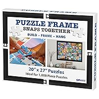 Funwares 20 x 27 Puzzle Frame - Easy Assembly, Sleek Contemporary Matte Black Finish, No Glass/Plastic Cover for Clear View, Perfect Fit & Easy Hanging!