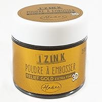 Izink Gold Extra Fine Embossing Powder - Embossing - 3D Volume Effect for Scrapbooking and Creative Cartery - Extra Gold Colour Relief Scrap - 25 ml jar