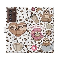 Wallet Case Replacement for Samsung Galaxy S23 S22 Note 20 Ultra S21 FE S10 S20 A03 A50 Coffe Folio Flip Lovely Snap PU Leather Happy Cute Sloth Cover Leaves Card Holder Donuts Magnetic Animal