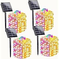 Color Changing 4-Pack 160FT 400 LED Solar String Lights Outdoor, Waterproof Solar Outdoor Lights for Garden Decorations, Solar Fairy Lights for Tree Christmas Patio Party( Multicolor & Warm White )