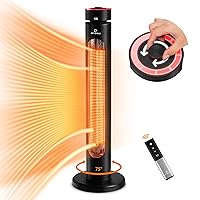 Outdoor Electric Patio Heater, 1500W Infrared Heater with 8 Heating Levels, Tower Space Heater with 75°Oscillation, Tip-over Protection, IP65 Waterproof, 8H Timer, Remote Control, 33 Inch