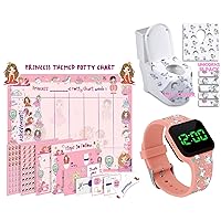 ATHENA FUTURES Potty Training Timer Watch - Unicorn Pattern and Potty Training Chart for Toddlers - Princess Design and Disposable Toilet Seat Covers for Toddlers - Unicorn Liners