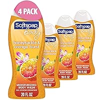 Softsoap Body Wash, Honeysuckle & Orange Burst Body Wash, 20 Ounce, 4 Pack