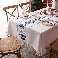 Rectangle Table Cloth Linen Tablecloth Spillproof Wrinkle Free Kitchen Dinning Tabletop Decoration Table Cover Party Banquet 58''x86'' 6-8 Seats