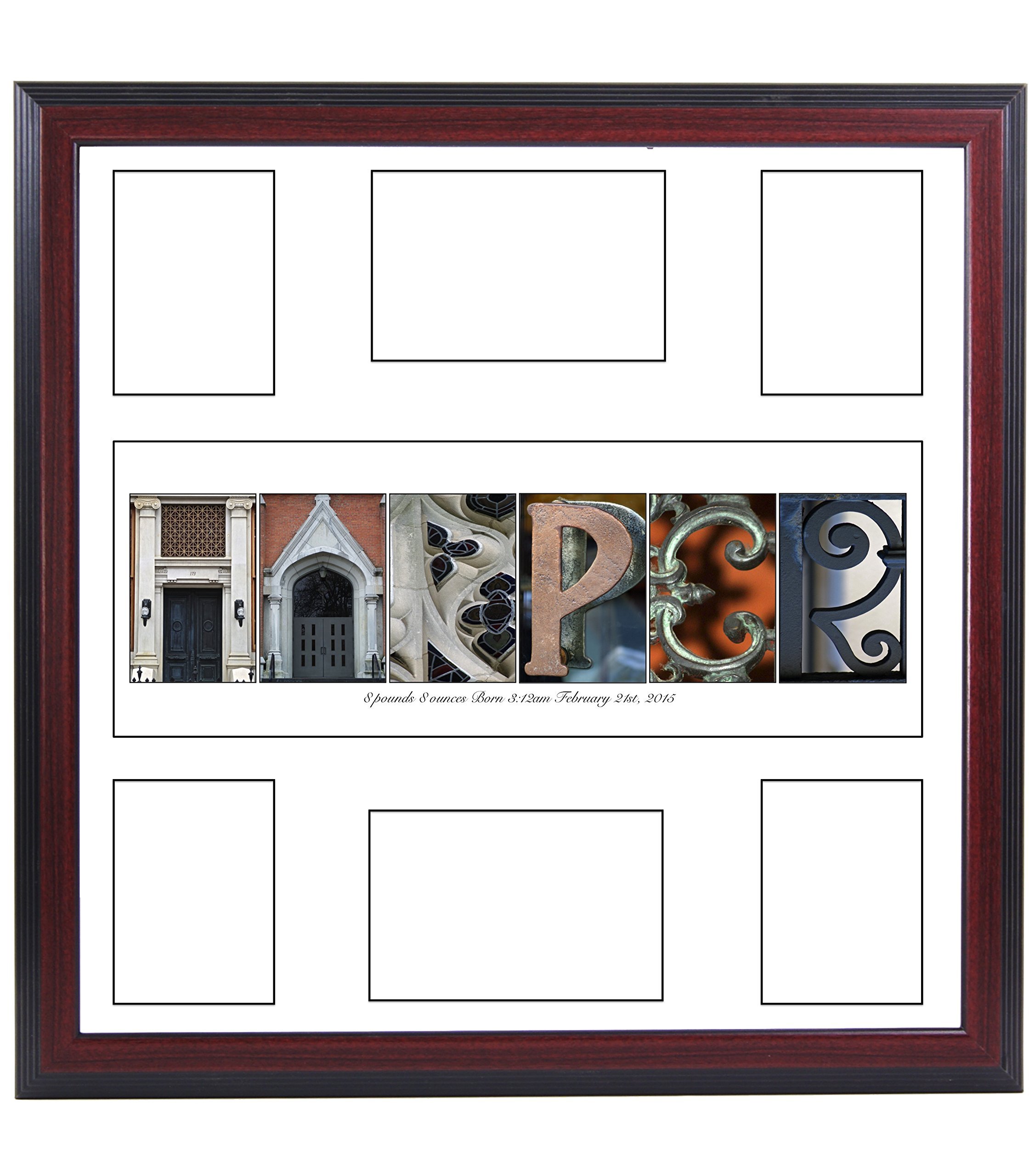 Creative Letter Art Personalized Children?s Guest Registry with 6 Opening Name Collage, 20 by 20 inch Frame Included for Newborn, Christening?s Bar Mitzvah & Graduations