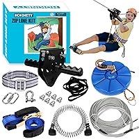 Zip Line Kit for Kids Adults : Up to 450Lbs 200FT Quick Setup Zipline for Backyard Outdoor with 100% Rust Proof Removable Trolley Swing Seat Safety Harness Spring Brake