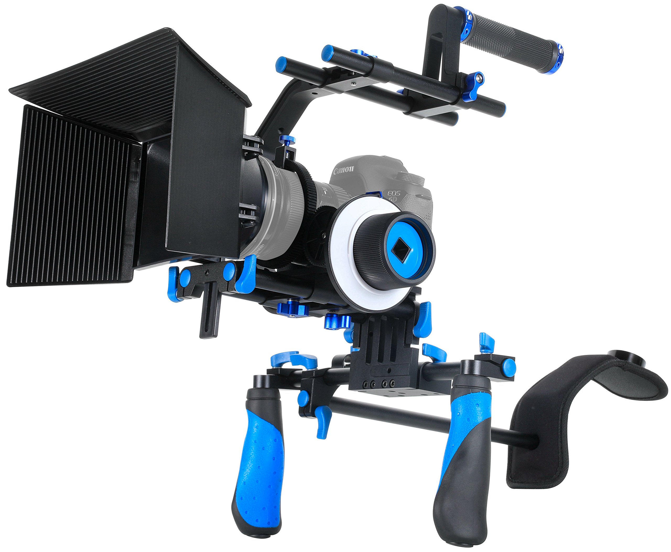 MARSRE DSLR Shoulder Rig Film Making Kit with Follow Focus, Matte Box, Pro C-Shape Cage Mounting Bracket and Top Handle for All DSLR Video Cameras ...