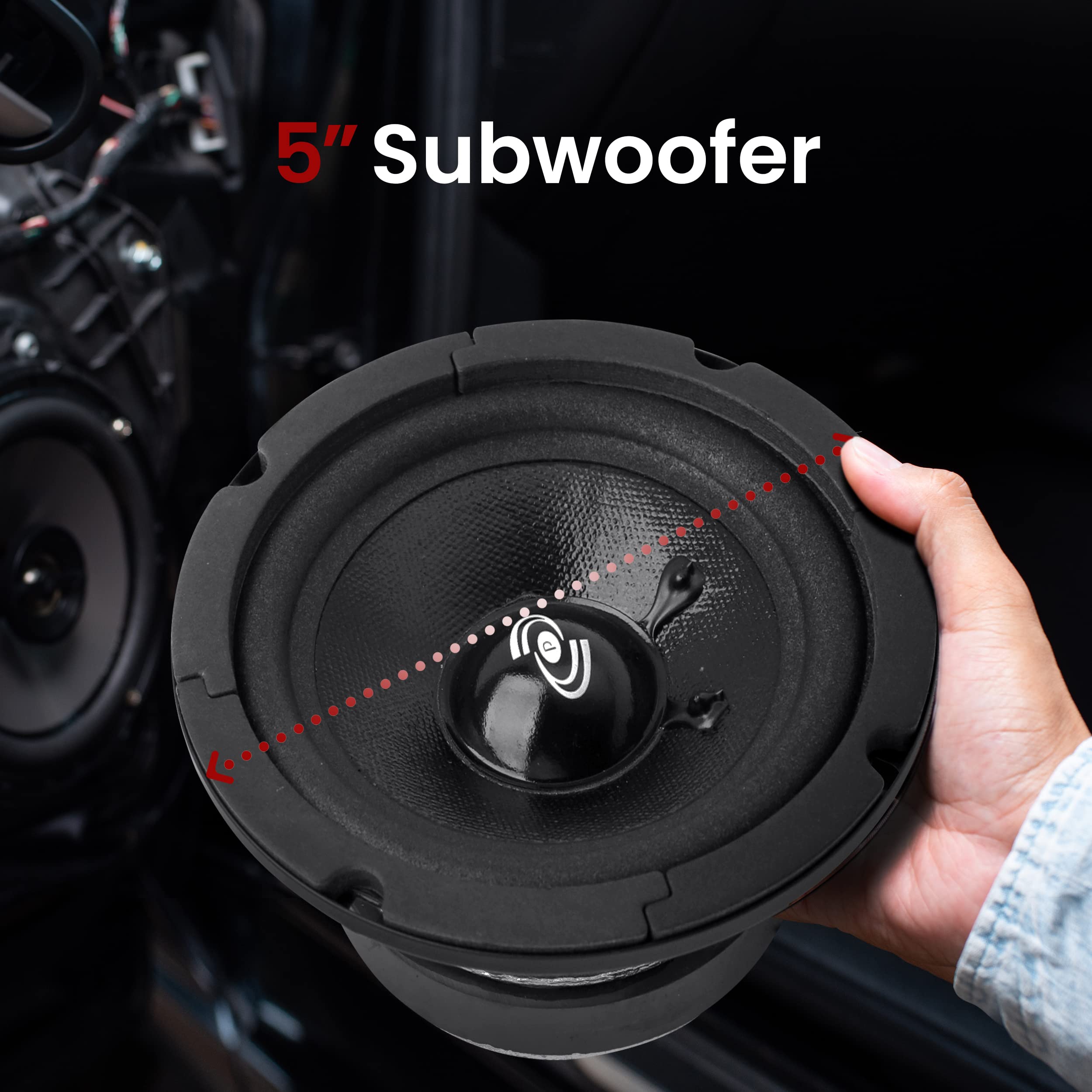 Pyle 5 Inch Woofer Driver-Upgraded 200 Watt Peak High Performance Mid-Bass Mid-Range Car Speaker 450Hz-7kHz Frequency Response 15 Oz Magnet Structure 8 Ohm w/ 92dB and Paper Coating Cone-PDMR5 Black