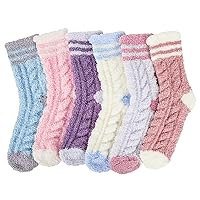 Loritta Women's Fuzzy Socks Warm Soft Fluffy Winter Cozy Cute Animal Gifts Slippers, C-solid Socks, Large