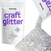 Hemway Craft Glitter - Multi-Size Chunky Fine Glitter Mix for Arts Crafts Tumbler Resin Painting Decorations Epoxy, Cosmetics for Nail Body Festival Art - Mother of Pearl Iridescent - 100g / 3.5oz