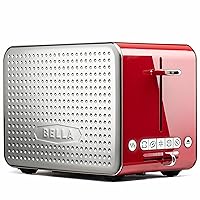 BELLA 2 Slice Toaster with Wide Slots, Touchscreen - Removable Crumb Tray, Adjustable Browning Control With Multiple Settings - Stainless Steel and Red