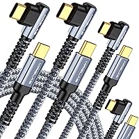 90°, Gold-Plated 3.2A USB-C Super Fast Charging Cable Right Angle MRGLAS Nylon Braided Type C to Type C Cable Compatible Samsung Galaxy S22 S21 Note 20 iPad MacBook USB C to USB C Cable 60W 4-Pack 