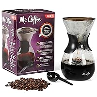 Mr. Coffee Verduzco 3 Piece 34 OZ Borosilicate Glass Pour Over Coffee Maker w/Hand Guard