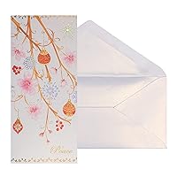 Christmas Boxed Card Set, Pink Ornaments With Peace, Includes a Holiday Sentiment and Coordinating Envelope, Set of 8 (NXB-0031), multicolored, 3.875