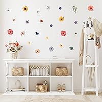 Decalcomania Wildflower Wall Decals - Set of 78 Flower Wall Stickers for Nursery Bedroom Bathroom Classroom Living Room Removable Peel and Stick Indoor Decor