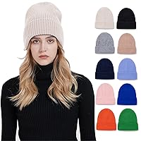 Beanie Hats,100% Wool Winter Warm Cute Knitted Cap for Womens Men Cold Weather