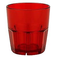 G.E.T. 9909-1-R-EC Heavy-Duty Shatterproof Faceted Plastic Tumbler, 9 Ounce, Red (Set of 4)