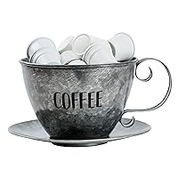 35627 Cup & Saucer Coffee Pod Storage, Galvanized Metal