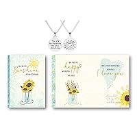 Smiling Wisdom - You are My Sunshine Greeting Card and Sun Gift Set - Woman - Double Sided Round - Silver (Sunshine)