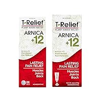 MediNatura T-Relief Arnica +12 Natural Pain Relievers 100 ct Tablets and T-Relief Natural Pain Relief with Arnica + 12 Plant-Based 2 oz Cream Bundle