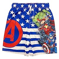 Marvel Avengers Little Boys Swim Trunks Bathing Suit Blue/White/Red 5-6