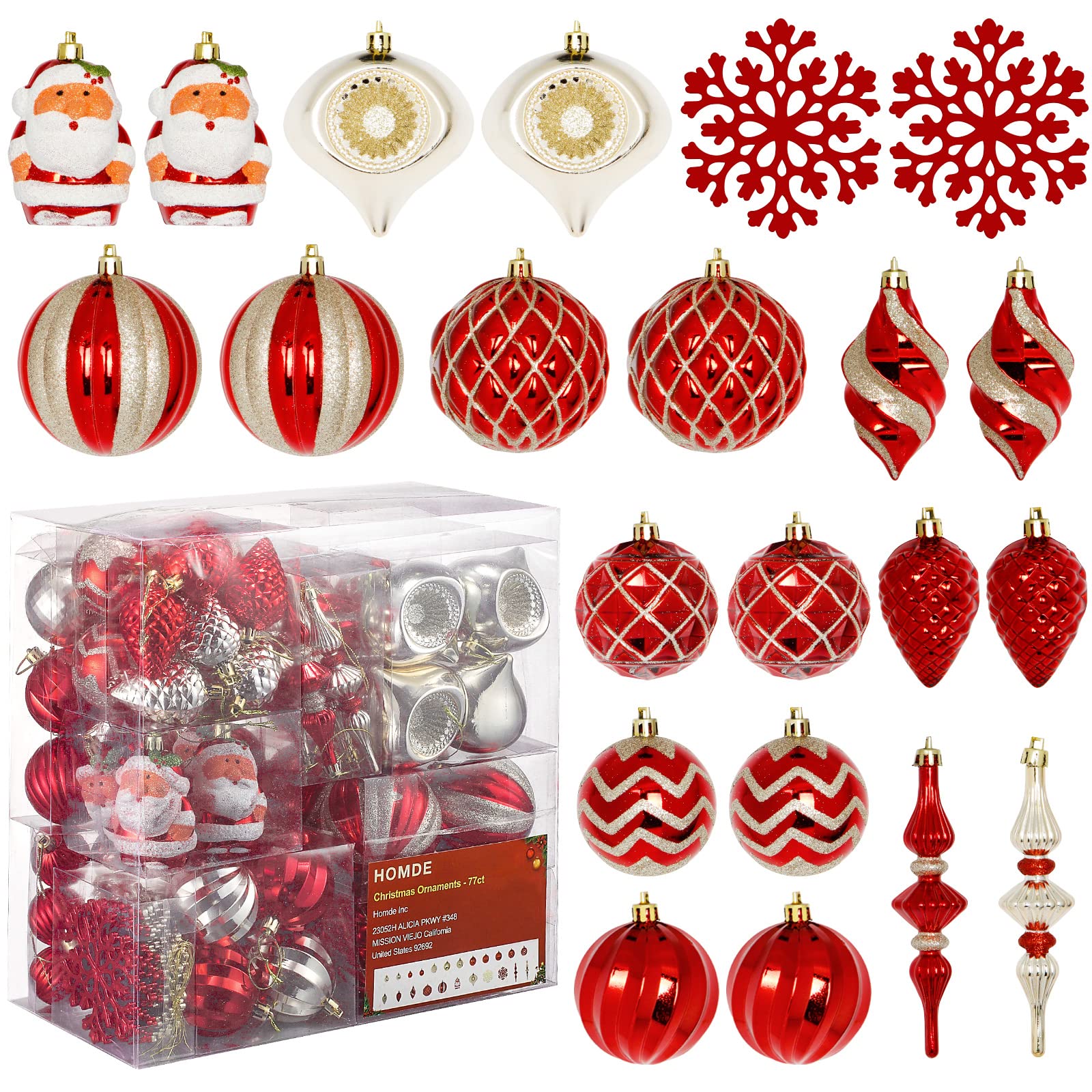 Mua Homde Christmas Balls Ornaments 5.12inch -1.57inch Includes ...