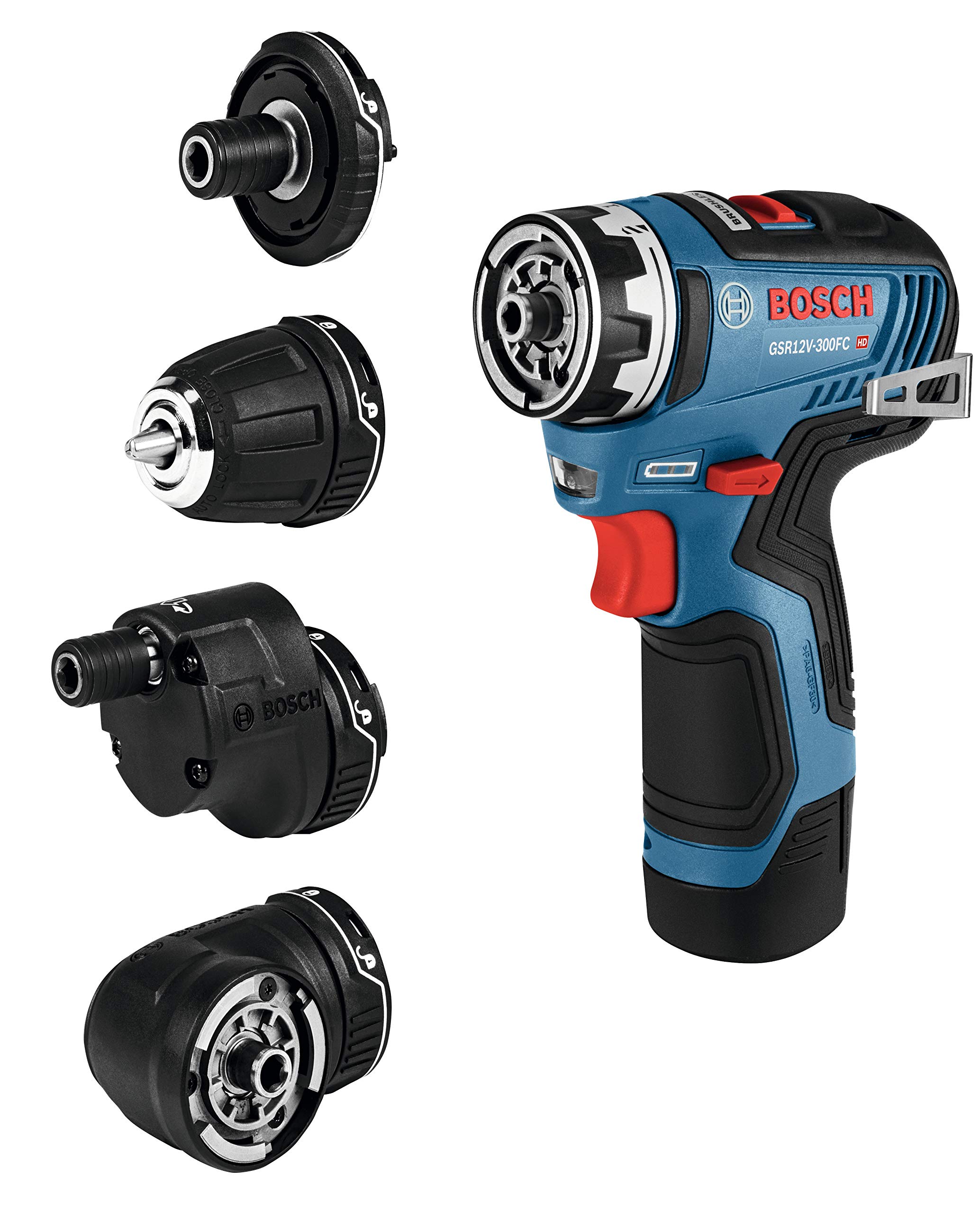 BOSCH GSR12V-300FCB22 12V Max EC Brushless Flexiclick 5-In-1 Drill/Driver System with (2) 2.0 Ah Batteries