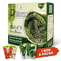 NAMISO OKINAWA Organic Sea Grapes,Organic Seaweed, Umibudo, Green Caviar, Dehyrated lato, Seagrapes , Superfood - Enhance Health, Boosting Immune System (3.5 Oz (Pack of 5), 1 box)